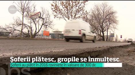 Şoferii au plătit în 2016 roviniete în valoare de un sfert de miliard de euro, gropile se înmulțesc