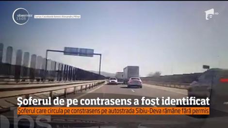 Şoferul filmat în timp ce conducea pe contrasens pe autostrada Sibiu-Deva, rămâne fără carnet