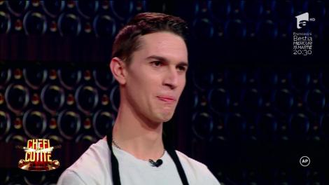 Dănuț Miclea, ajutor de bucătar, din Bihor, gătește "plăcintă cu lucernă" pentru cei trei chefi