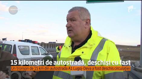Un tronson de 15km din autostrada A1 Lugoj-Deva a fost deschis circulației