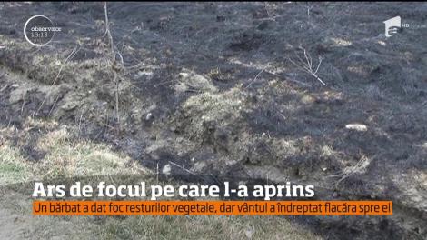 Un bărbat de 44 de ani, dintr-o comună argeşeană, a fost ars de focul pe care l-a aprins