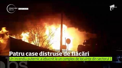Un incendiu puternic a izbugnit la un complex de locuințe din Capitală