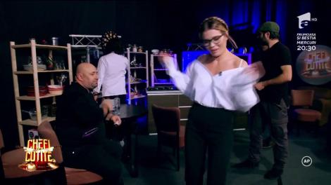 „Și afară plouă, plouă, și-i trecut de ora nouă...” Gina Pistol, minirecital în culisele show-ului „Chefi la cuțite”