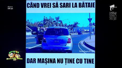 Smiley News: Când vrei să sari la bătaie, dar maşina nu ţine cu tine. Fuge de mănâncă asfaltul, împotriva dorinței tale de răzbunător