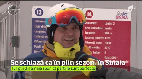 În staţiunea Sinaia, pe cel mai înalt domeniu schiabil de altitudine din ţară, se schiază chiar mai bine decât în plin sezon