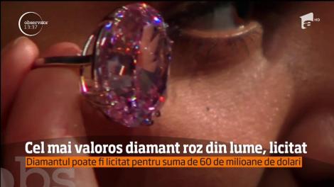 Cel mai valoros diamant roz din lume va fi scos la licitaţie