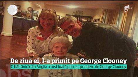 O bătrână din Marea Britanie şi-a cunoscut idolul chiar de ziua ei! Femeia de 87 de ani, vizitată la azil de chipeșul George Clooney