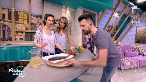 Bunătăţi a la Andreea Moldovan: Lup de mare cu dovlecel și salsa de roșii cu vin, preparatul zilei la "Prietenii de la 11"