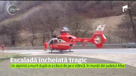 Un alpinist a căzut de la 40 de metri înălţime, în timpul unei escalade. Coarda cu care era prins a cedat sub greutatea sa