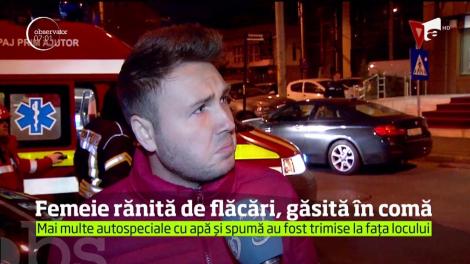 O femeie se zbate între viaţă şi moarte, după ce a rămas captivă între flăcările ce au izbucnit într-un hotel din Bucureşti