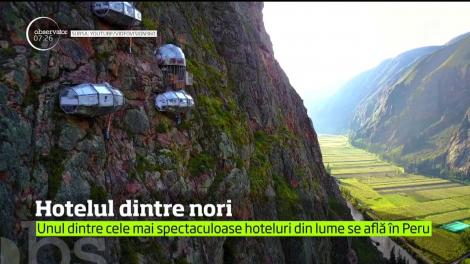 Hotelul din Anzi care îți ridică nivelul de adrenalină! E situat la 400 de metri înălțime, deasupra unei Văi Sacre