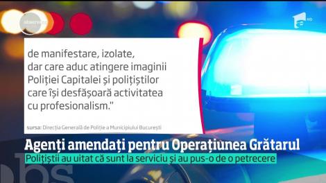 Tăieri salariale şi posibil concedierea pentru cei patru agenţi de poliţie care au încins grătarele în timpul programului