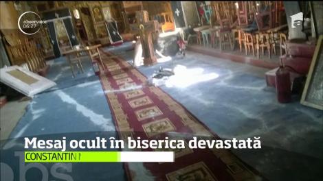 Mesaj satanist în biserica devastată