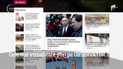 Cele mai vizualizate știri pe Observator.TV