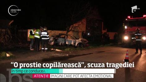 Şoferul din Timiş, care şi-a condus prietenii spre moarte, a dat vina pe amicul său mort în maşina curpinsă de flăcări