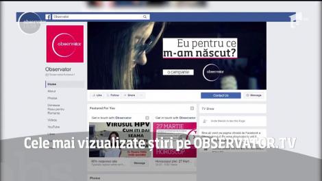 Cele mai vizualizate știri pe Observator.TV