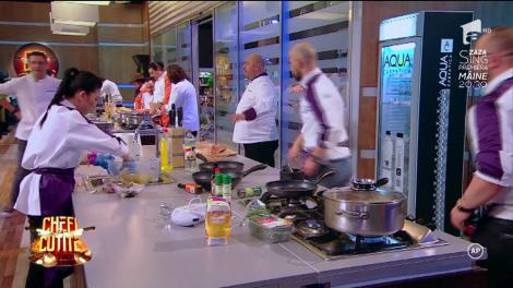 Chef Cătălin Scărlătescu, criză de nervi la "Chefi la cuţite"! "În ce echipă sunteţi voi? În cea a melcilor?"