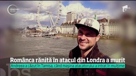 Andreea, tânăra rănită grav în atacul terorist de pe Podul Westminster, a pierdut lupta cu moartea