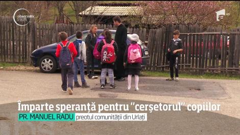 Împarte speranță! Părintele Manuel Radu din Urlați, Prahova, are grijă de copiii pe care i-a găsit cerșind pe stradă