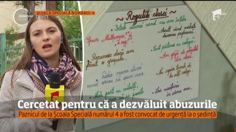 Paznicul de la Şcoala Specială nr. 4, cel care a dezvluit abuzurile din unitatea de învăţământ, este în regim de urgenţă, la o şedinţă de cercetare disciplinară