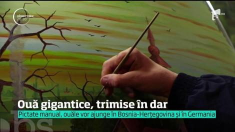 Ouă gigantice pictate manual, trimise în dar