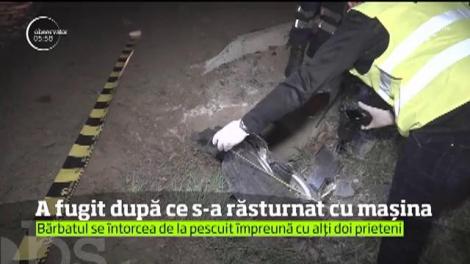 S-a răsturnat cu mașina după ce s-a cinstit bine la pescuit
