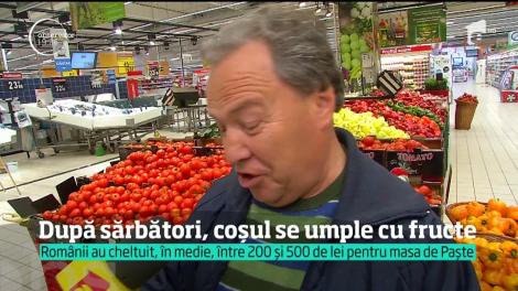 În a doua zi de Paşte, românii par să fi devenit subit vegetarieni. Au dat buzna în magazine pentru a-şi reface stocurile de fructe şi legume