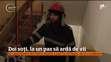 Doi soţi din Piatra-Neamţ au trăit momente de coşmar, după ce apartamentul lor de la etajul al 4-lea a luat foc de la o lumânare!