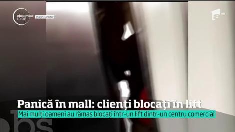 Momente de panică într-un mall din Capitală. Mai mulţi clienţi - printre care şi un copil - au rămas blocaţi în lift