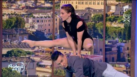 Cuplu de dansatori, cu mișcări ce-ți taie răsuflarea!,Număr impresionant de acrodance la Prietenii de la 11