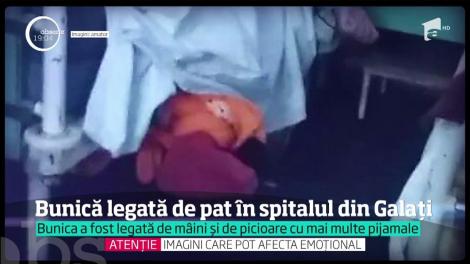 Imagini NERECOMANDATE celor slabi de inimă. O bunică a fost legată de pat cu pijamale, în spitalul din Galaţi