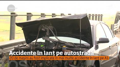 20 de mașini au fost implicate în mai multe accidente în lanț pe autostrada Bucureşti-Piteşti