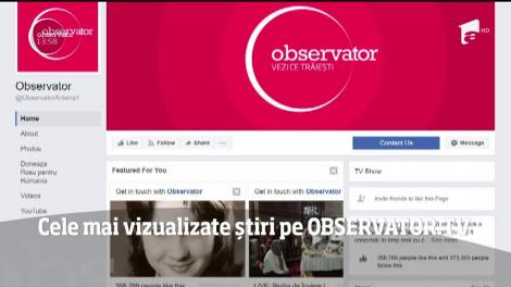 Cele mai vizualizate știri pe Observator.TV