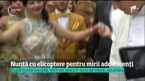 Nuntă cu elicoptere pentru doi miri adolescenţi din Giurgiu. Rochia miresei costă cât o garsonieră!