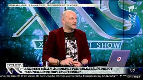 Andreea Bălan, acrobații periculoase, în direct, la Xtra Night Show: "Am încredere totală în Petrișor"