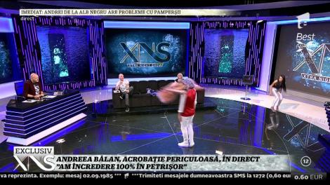 Andreea Bălan, acrobații periculoase la Xtra Night Show: "Am încredere totală în Petrișor"
