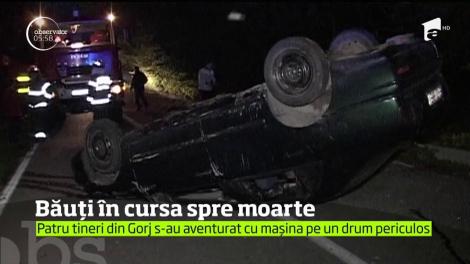 Au gonit spre moarte! Patru tineri din Gorj s-au aventurat, în viteză, cu maşina cu toate că băuseră înainte de a porni la drum