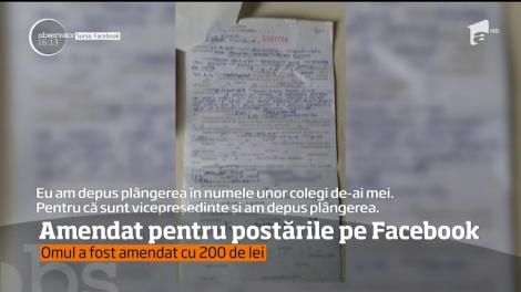 Un bistriţean a fost amendat pentru ceea ce a postat pe Facebook