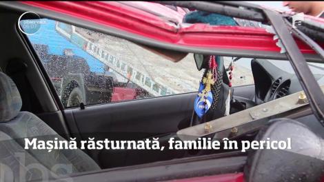 Pe un drum din Buzău, doi copii, unul de 3 ani şi altul de 9, dar şi mama lor au trecut pe lângă moarte, ieri după-amiază