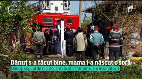 Băieţelul de nici doi ani salvat din fântână s-a făcut bine, iar mama i-a născut o surioară