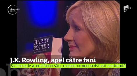 J.K. Rowling, apel emoţionant către fani! Un manuscris Harry Potter a fost furat