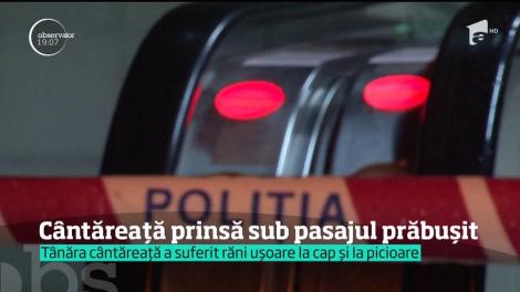 O tânără cântăreaţă din Piteşti aproape a fost îngropată sub bucăţi din beton, după ce tavanul unui pasaj subteran s-a prăbuşit peste ea