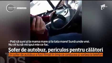 Un şofer de autobuz din Braşov a fost filmat de o călătoare în timp ce conducea şi vorbea la telefonul mobil