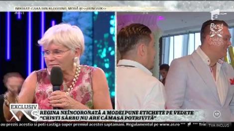 Regina neîncoronată a modei pune etichete pe vedete. Monica Tatoiu: "Cristi Sârbu nu are cămaşa potrivită"