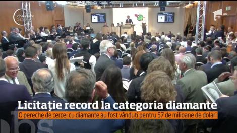 Licitaţie record la Geneva! O pereche de cercei cu diamante s-a vândut pentru suma record de 57 de milioane de dolari