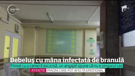 Bebeluş trimis acasă cu mâna umflată şi infectată de la branula pe care nicio asistentă n-ar fi verificat-o vreme de şase zile!