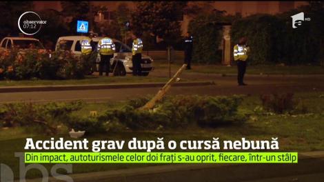 Doi frați, accident grav după o cursă nebună