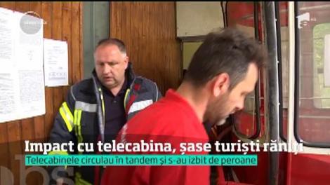 Două telecabine, de la Bâlea Lac şi Bâlea Cascadă, s-au izbit violent de zidurile staţiilor. Șase turiști au fost răniți