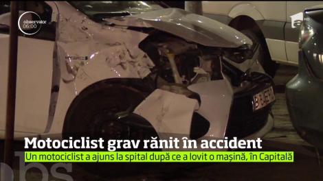 Un motociclist a ajuns în stare gravă la spital, după ce a lovit in plin un autoturism. Totul s-a întâmplat pe un bulevard din Capitală