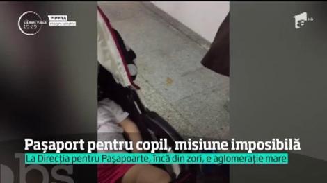 Aglomerație mare la Direcția pentru Pașapoarte. Părinții, obligaţi să-şi ţină pruncii în căldură, pe culoare înguste